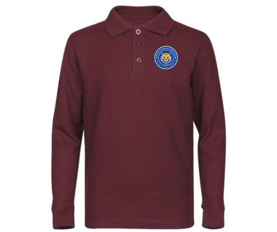 Youth Burgundy Long Sleeve Polo- Wildwood