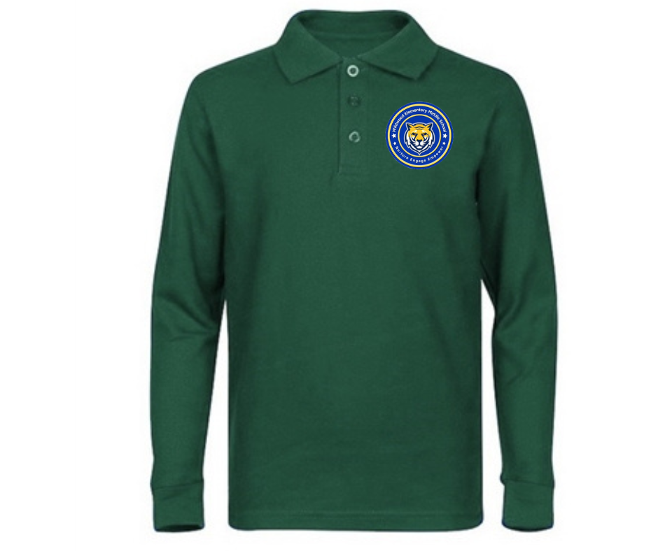 Youth Forest Green Long Sleeve Polo- Wildwood