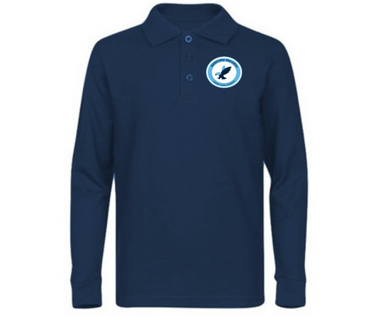 Youth Navy Long Sleeve Polo- Harford Heights