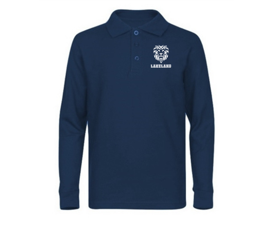 Youth Navy Long Sleeve Polo- Lakeland