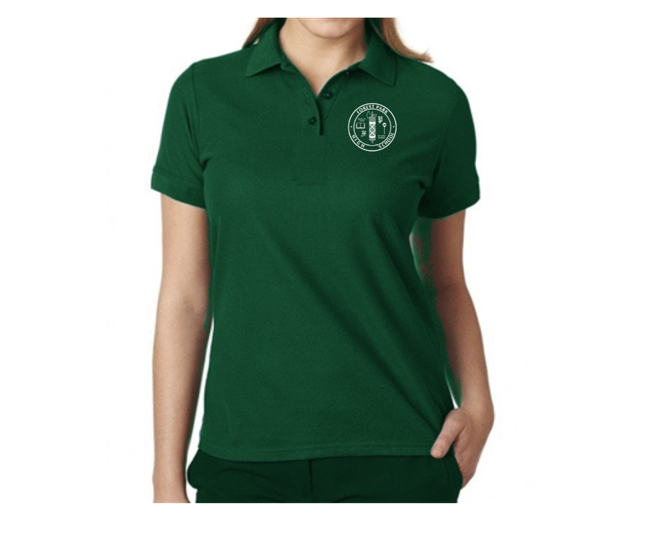 Ladies Forest Green Short Sleeve Polo- Forest Park HS