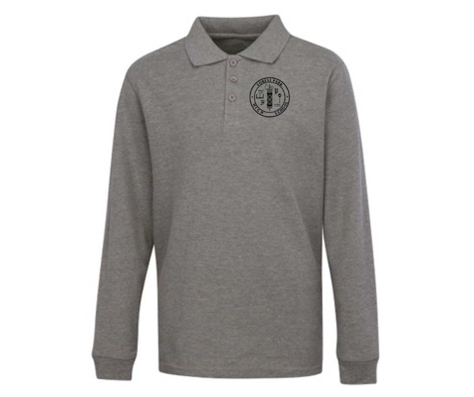 Adult Grey Long Sleeve Polo- Forest Park HS