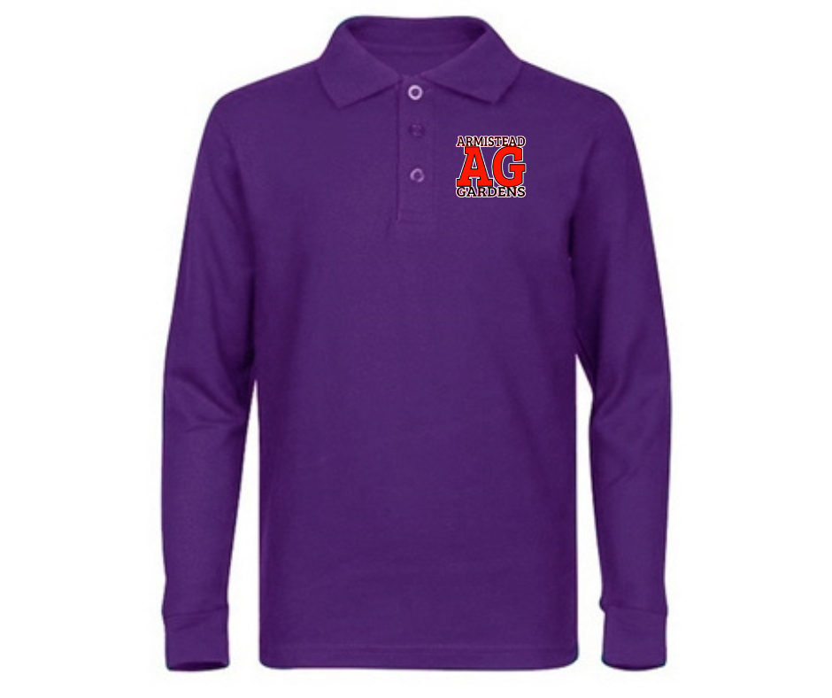 Youth Purple Long Sleeve Polo- Armistead