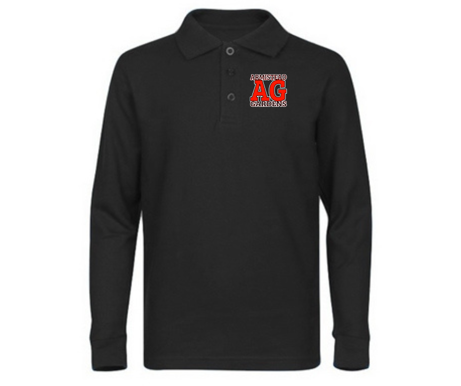 Youth Black Long Sleeve Polo- Armistead