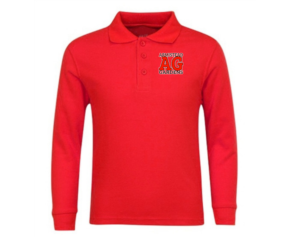 Youth Red Long Sleeve Polo- Armistead