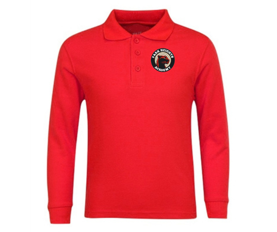 Youth Red Long Sleeve Polo- Park Heights