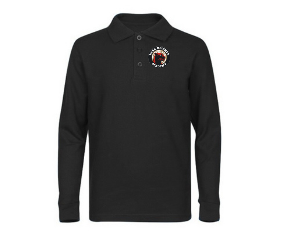Adult Black Long Sleeve Polo- Park Heights