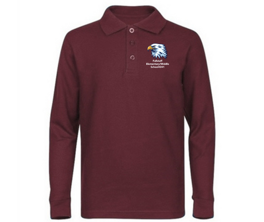Youth Burgundy Long Sleeve Polo- Fallstaff