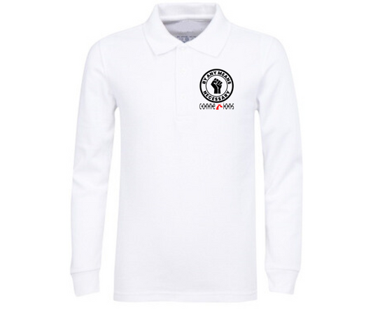 White Long Sleeve Polo- ConneXions
