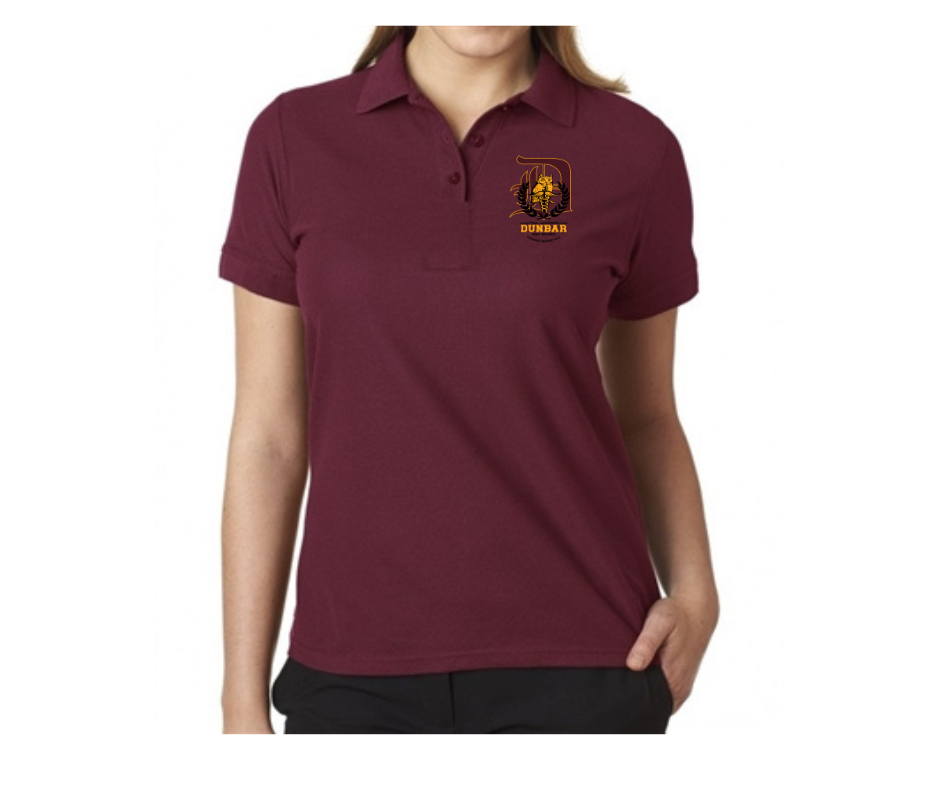 Ladies Burgundy Short Sleeve Polo- Dunbar