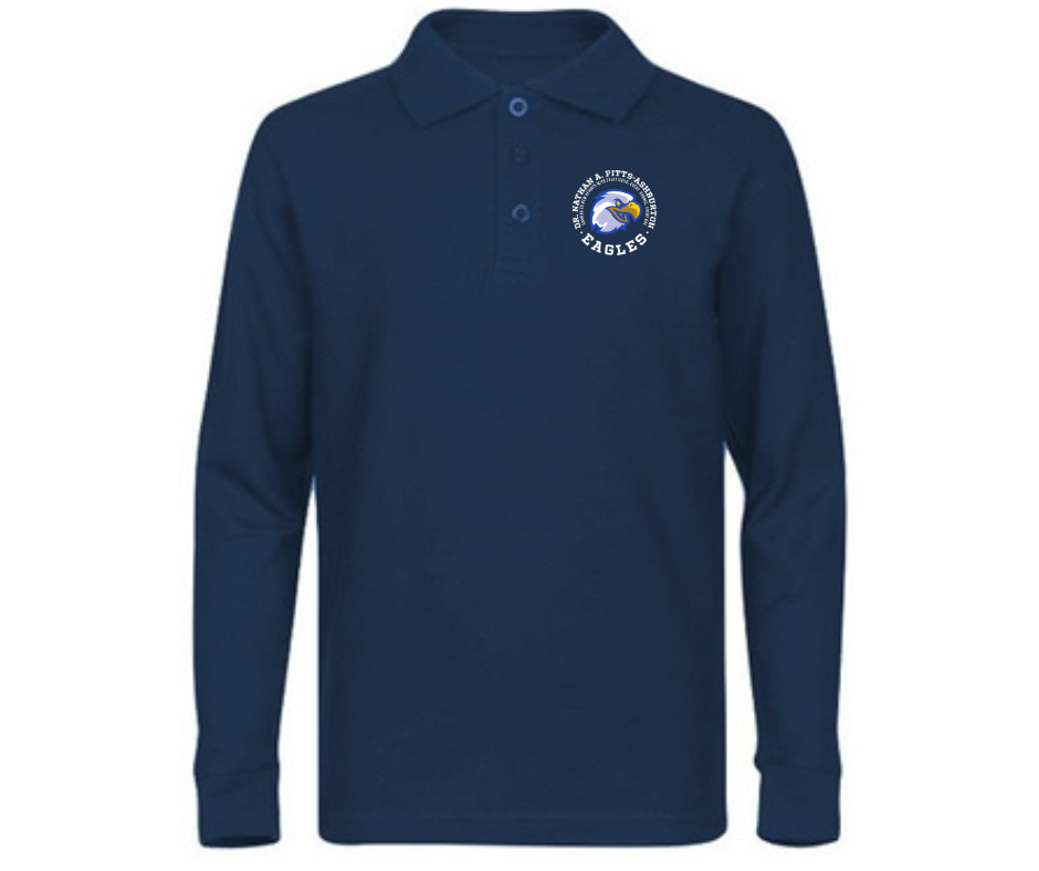 Youth Long Sleeve Navy Polo- Dr. Nathan Pitts